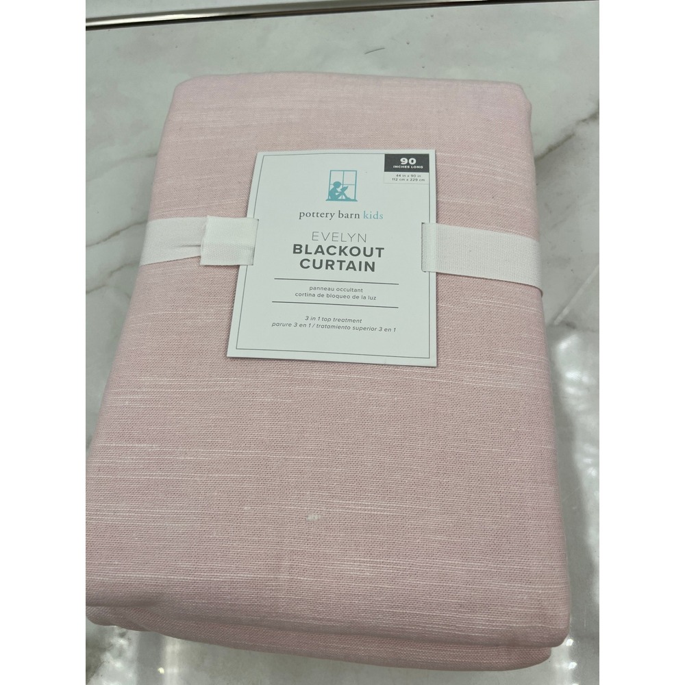 Pottery Barn Kids Curtain 44x90 Pink Blackout Evelyn Cotton Linen Panel NWT